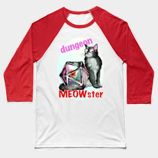 Cool black cat dungeon meowster with D20 dnd dice Baseball T-Shirt